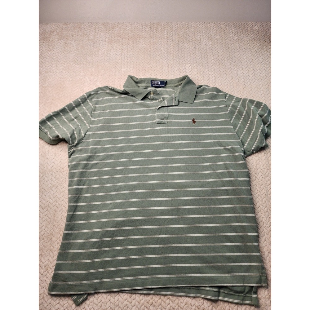 Polo Ralph Lauren XXL Striped Green Polo Shirt Mens Casual Top